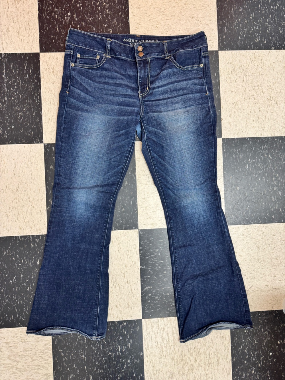 American Eagle Outfitters Women's Dark Blue Flare Jeans